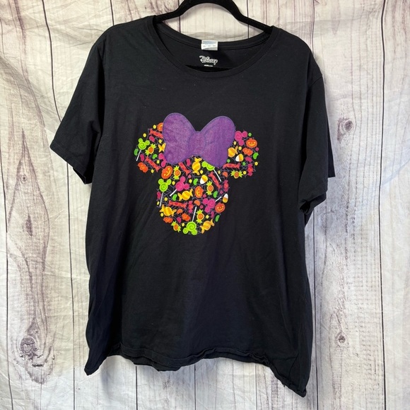Disney Black T-Shirt with Purple and Multicolor Halloween Minnie Design 3X - Picture 1 of 6